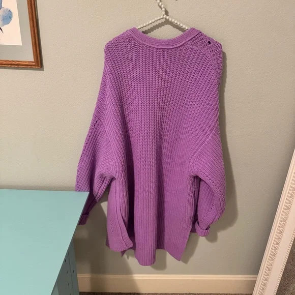 Free People Purple Cardigan Sweater with Textured Knit - Picture 3 of 3